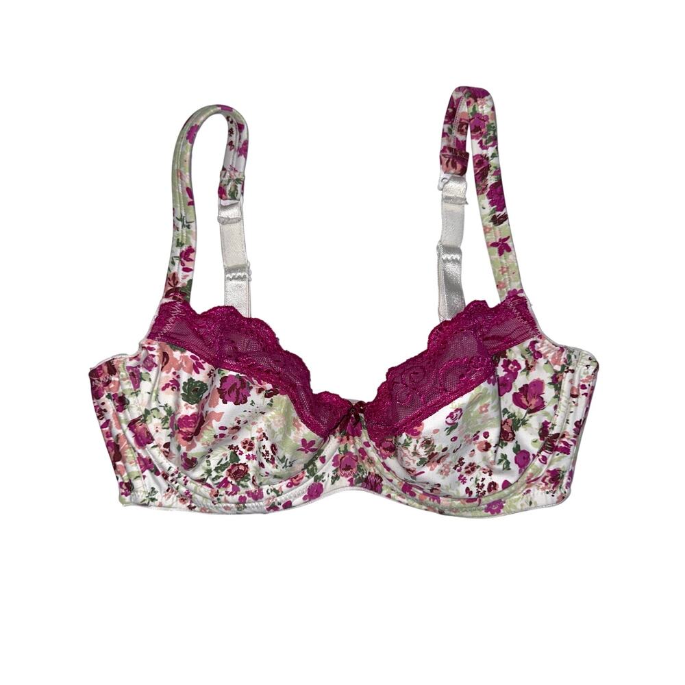 DeMillus Brazil Floral Lace Underwire Unpadded Bra Size BR 44/US 36/38